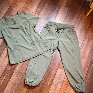 Women's Olive Green Scrub Set by Cherokee Infinity